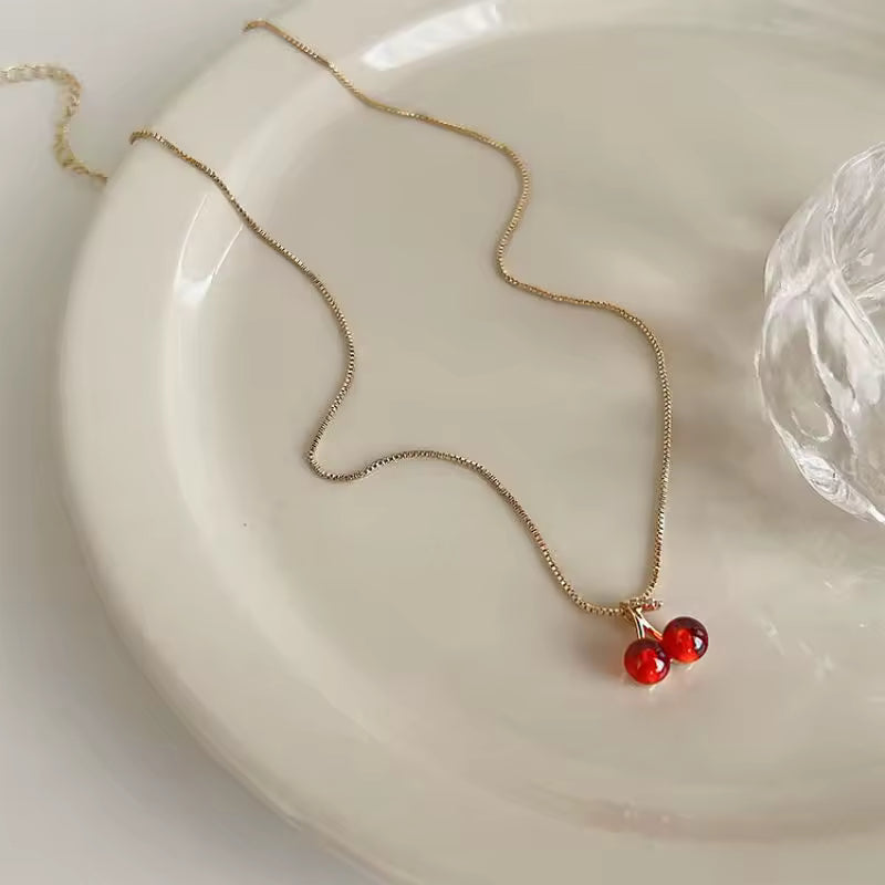 SWEET CHERRY NECKLACE AND EARRINGS
