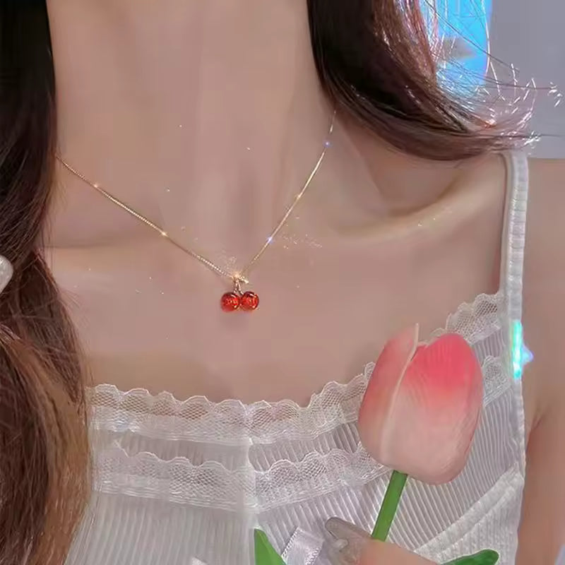 SWEET CHERRY NECKLACE AND EARRINGS